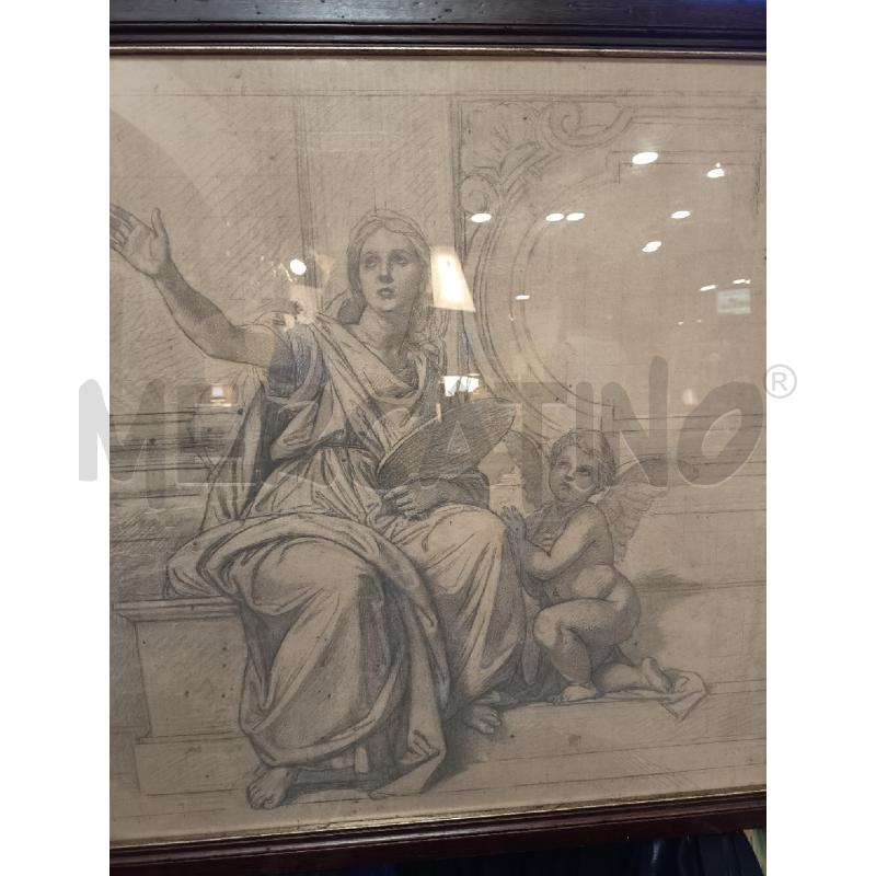 QUADRO BOZZETTO AFFRESCO FIGURA ALLEGORICA CON PUTTO | Mercatino dell'Usato Roma porta maggiore 1
