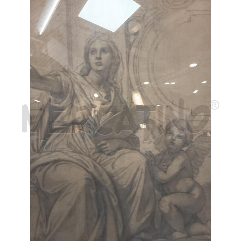QUADRO BOZZETTO AFFRESCO FIGURA ALLEGORICA CON PUTTO | Mercatino dell'Usato Roma porta maggiore 2