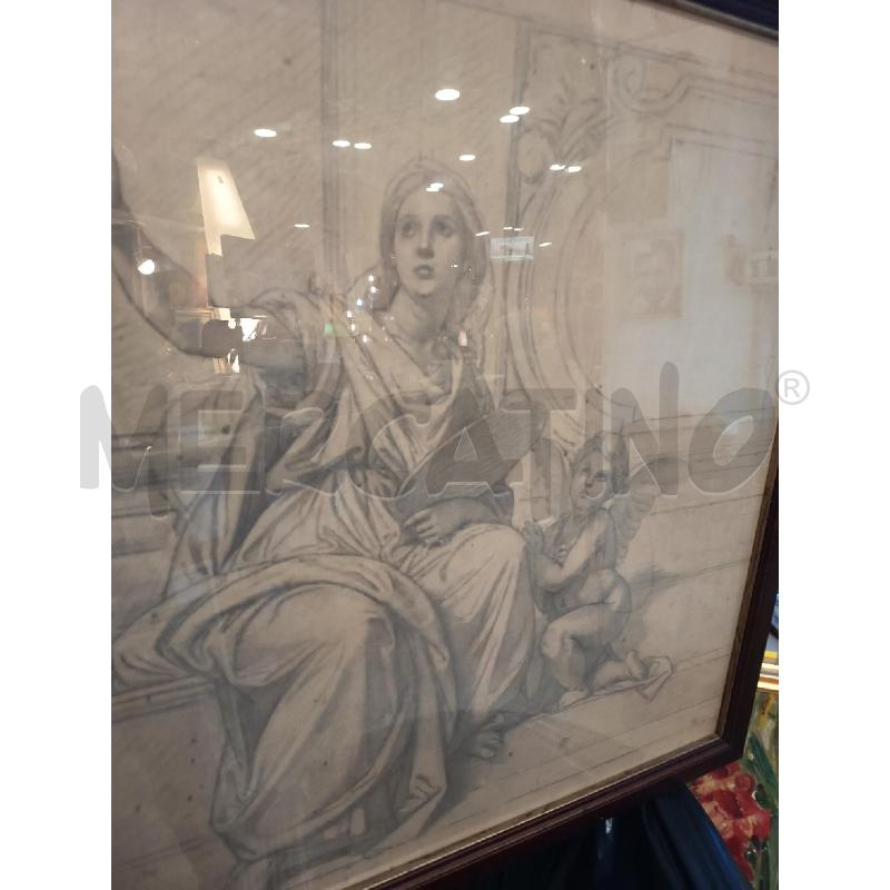 QUADRO BOZZETTO AFFRESCO FIGURA ALLEGORICA CON PUTTO | Mercatino dell'Usato Roma porta maggiore 3
