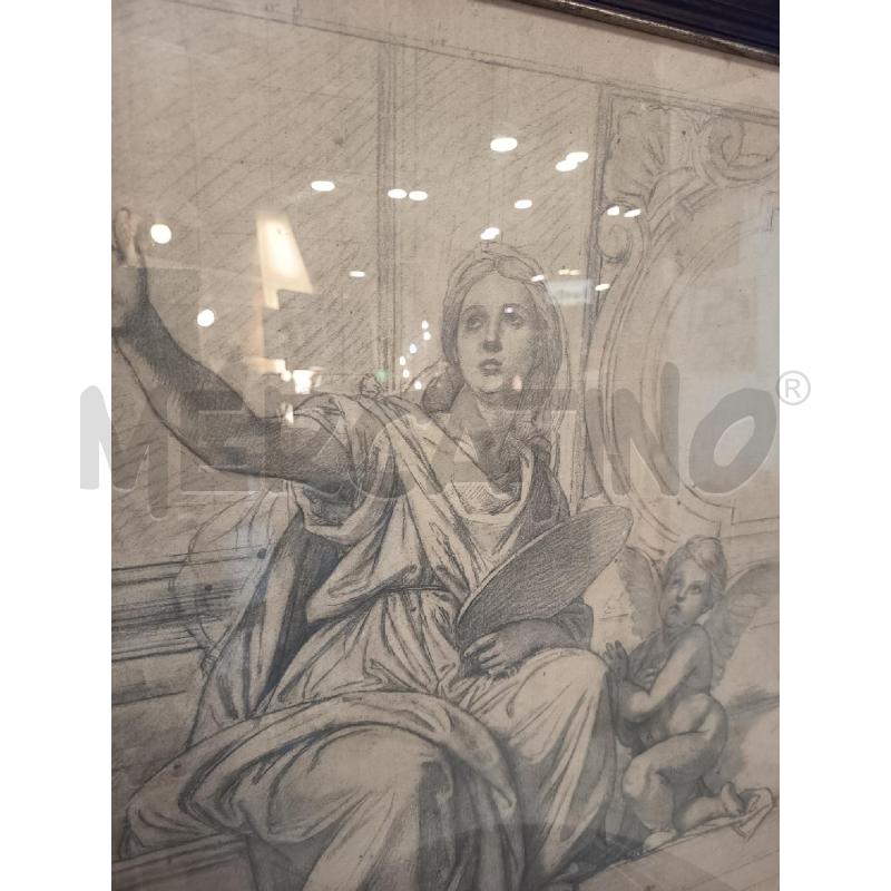 QUADRO BOZZETTO AFFRESCO FIGURA ALLEGORICA CON PUTTO | Mercatino dell'Usato Roma porta maggiore 4
