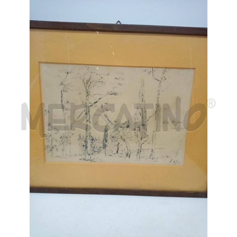 QUADRO BOZZETTO MATITA VILLA BORGHESE  | Mercatino dell'Usato Roma porta maggiore 1