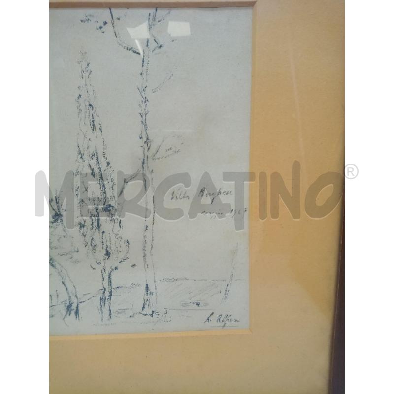 QUADRO BOZZETTO MATITA VILLA BORGHESE  | Mercatino dell'Usato Roma porta maggiore 2