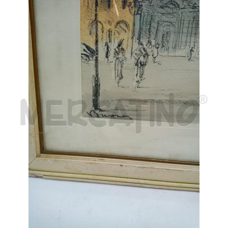 QUADRO CARBONCINI ACQUERELLO PIAZZA MONUM EQUESTRE | Mercatino dell'Usato Roma porta maggiore 1