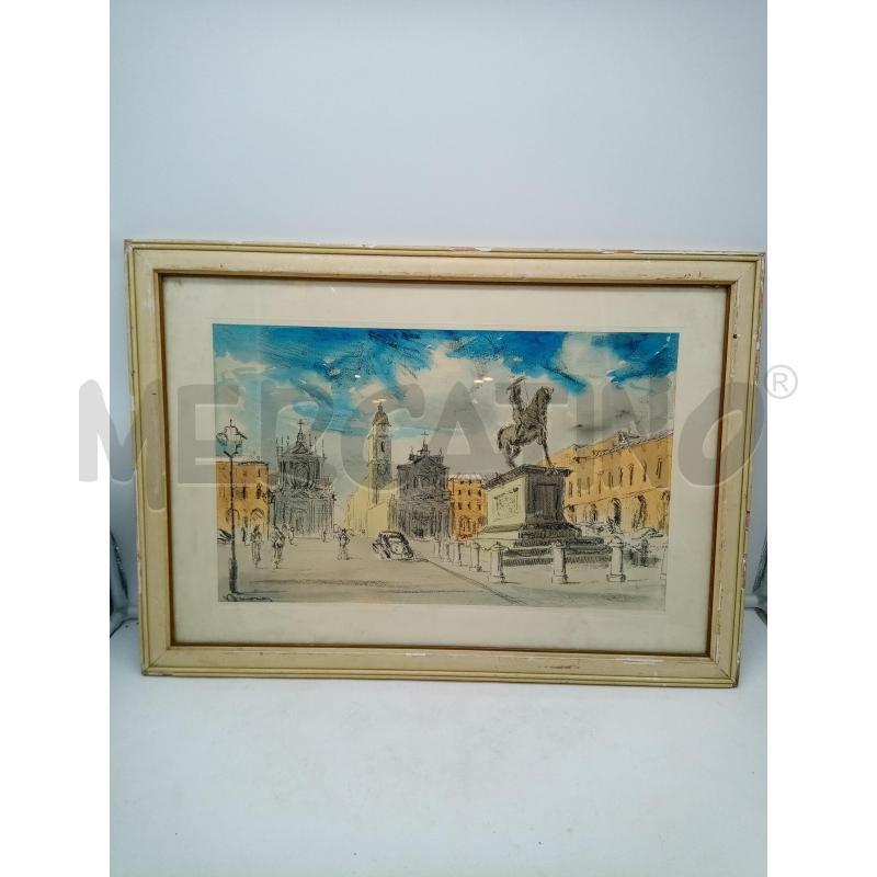 QUADRO CARBONCINI ACQUERELLO PIAZZA MONUM EQUESTRE | Mercatino dell'Usato Roma porta maggiore 4