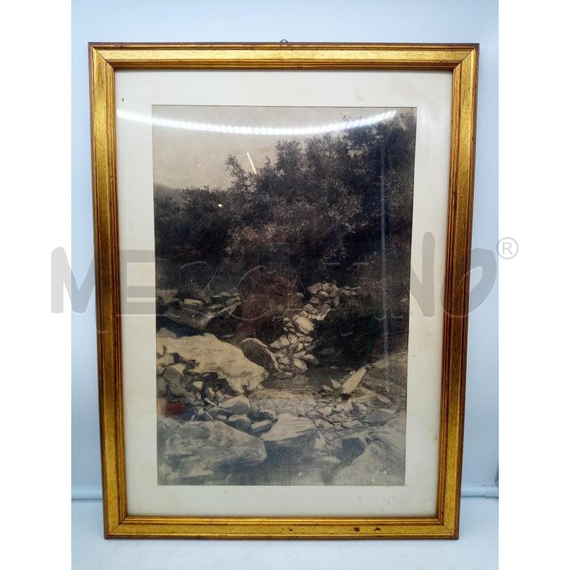 QUADRO CARBONCINO TORRENTE NEL BOSCO | Mercatino dell'Usato Roma porta maggiore 1