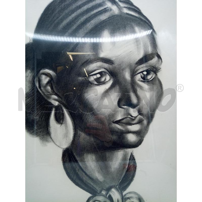 QUADRO CARBONCINO VOLTO DONNA AFRO | Mercatino dell'Usato Roma porta maggiore 3