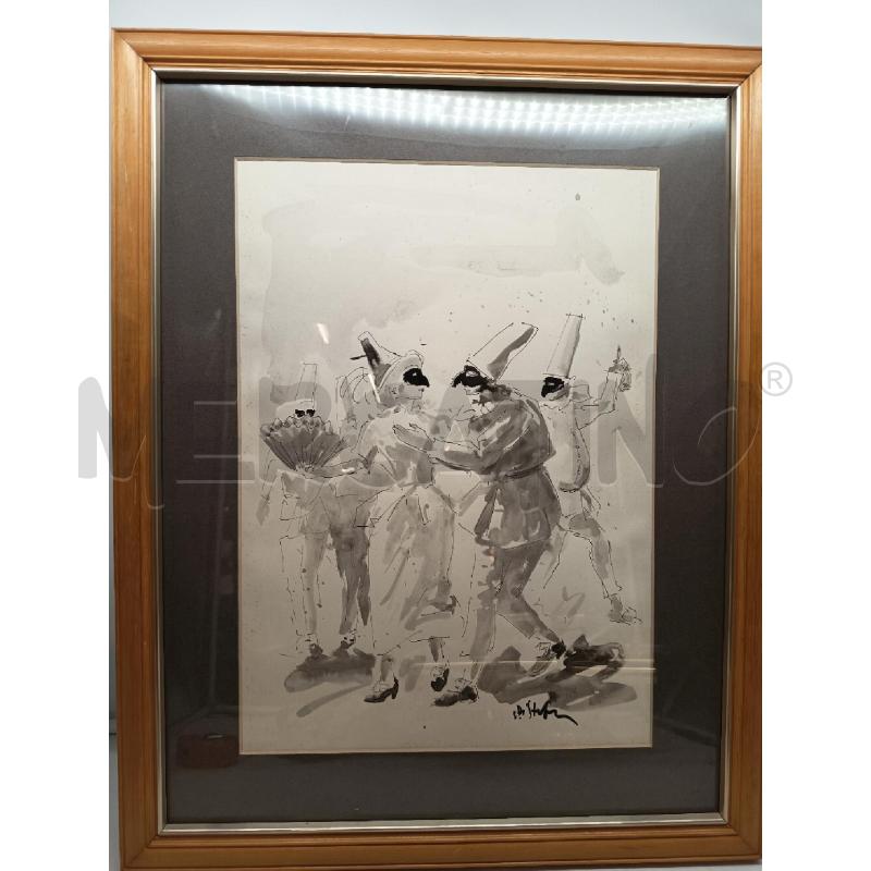 QUADRO CHINA SU CARTA PERSONAGGI MASCHERATI | Mercatino dell'Usato Roma porta maggiore 1