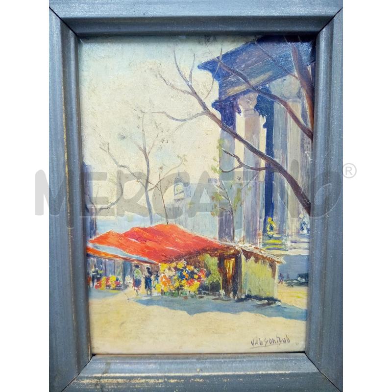 QUADRO DIPINTO SU MATTONELLA SCORCIO MERCATO COLONNATO | Mercatino dell'Usato Roma porta maggiore 2