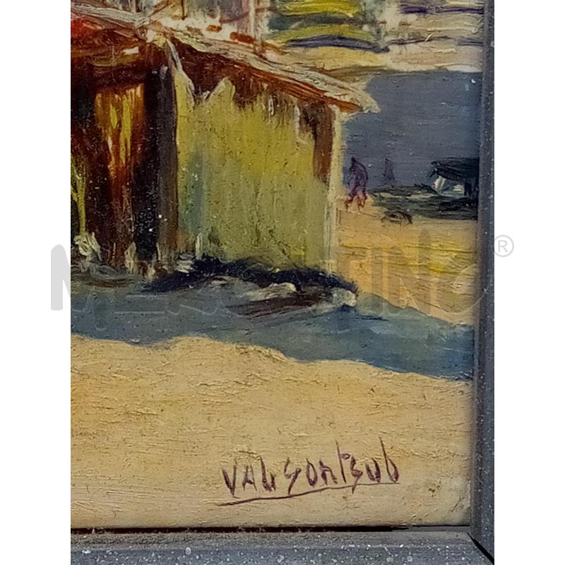 QUADRO DIPINTO SU MATTONELLA SCORCIO MERCATO COLONNATO | Mercatino dell'Usato Roma porta maggiore 3