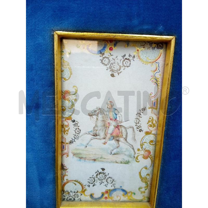 QUADRO DIPINTO SU SETA UOMO PERSIANO A CAVALLO  | Mercatino dell'Usato Roma porta maggiore 2