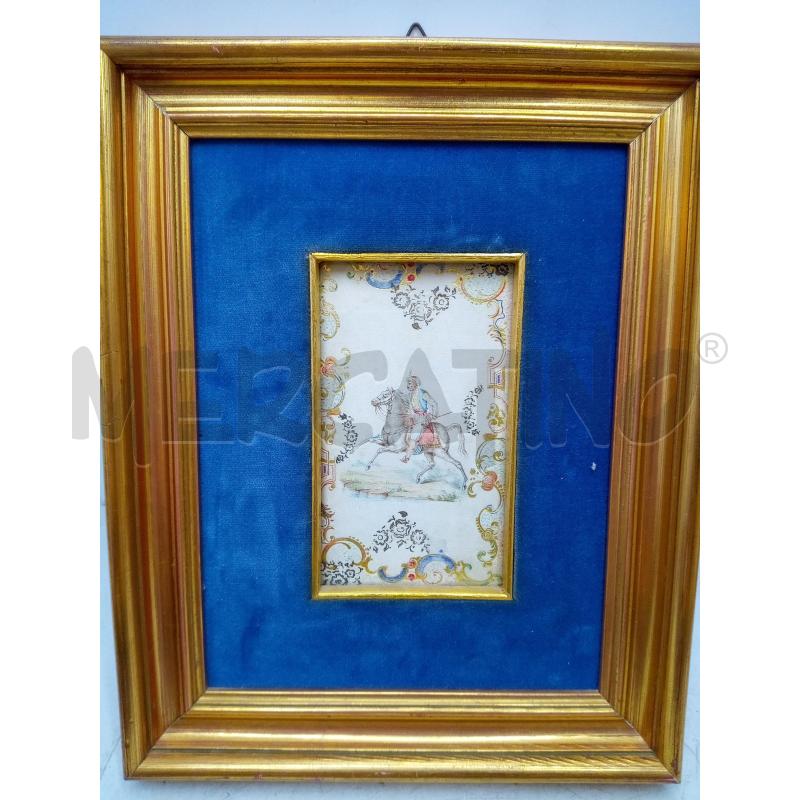 QUADRO DIPINTO SU SETA UOMO PERSIANO A CAVALLO  | Mercatino dell'Usato Roma porta maggiore 3