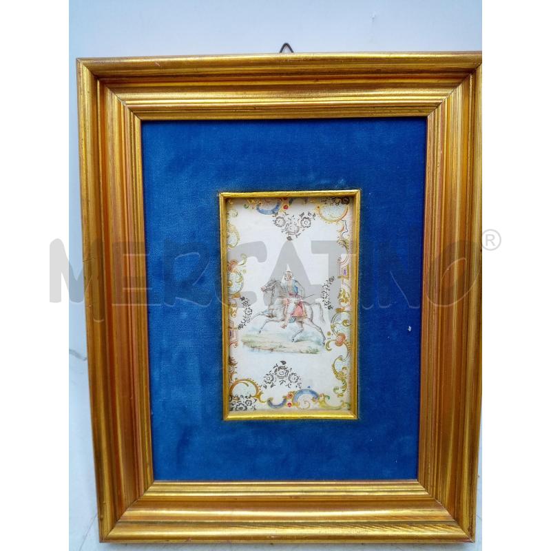 QUADRO DIPINTO SU SETA UOMO PERSIANO A CAVALLO  | Mercatino dell'Usato Roma porta maggiore 4