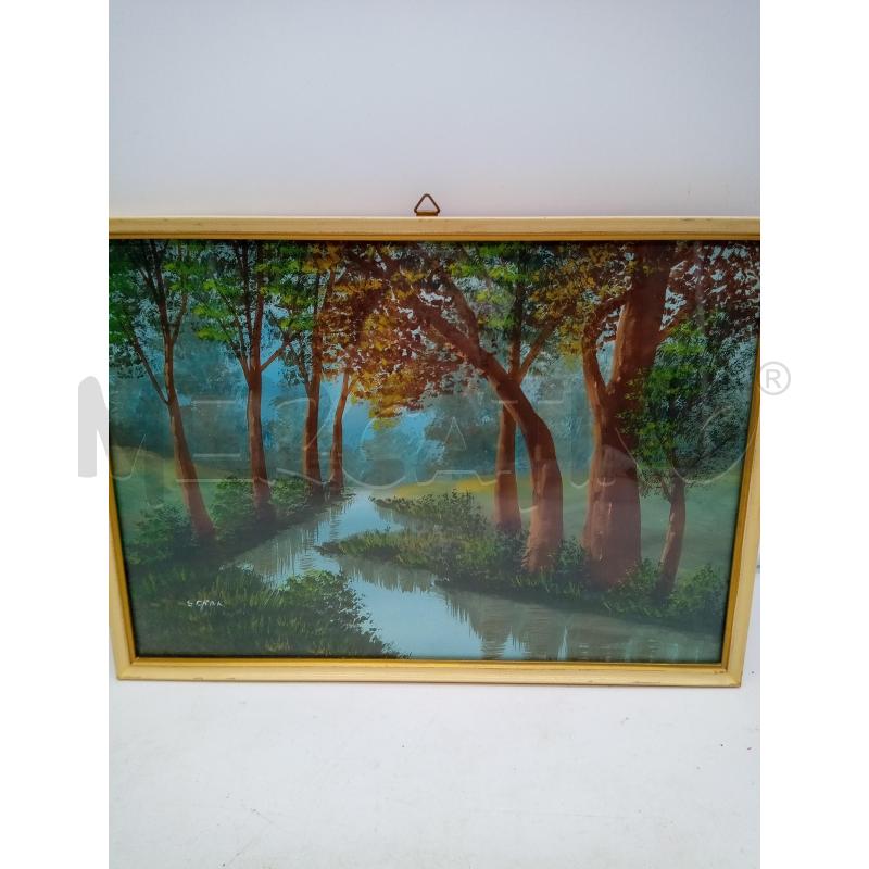 QUADRO GOUACHE FIUME TRA ALBERI  | Mercatino dell'Usato Roma porta maggiore 1