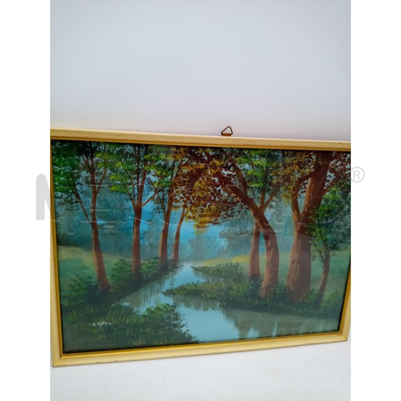 QUADRO GOUACHE FIUME TRA ALBERI  | Mercatino dell'Usato Roma porta maggiore 3