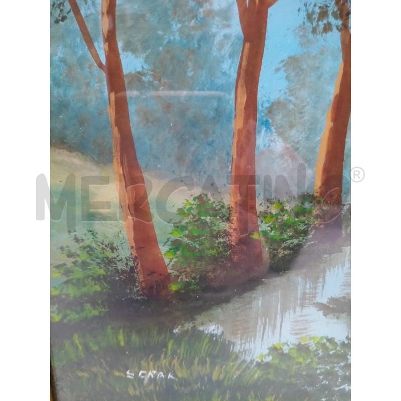 QUADRO GOUACHE FIUME TRA ALBERI  | Mercatino dell'Usato Roma porta maggiore 4