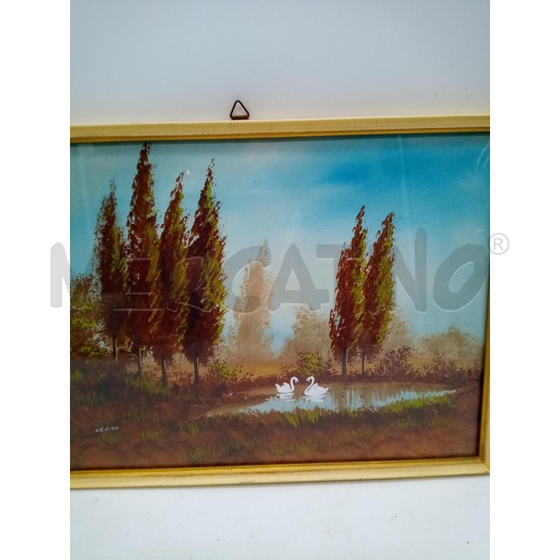 QUADRO GOUACHE LAGO CIGNI  | Mercatino dell'Usato Roma porta maggiore 3