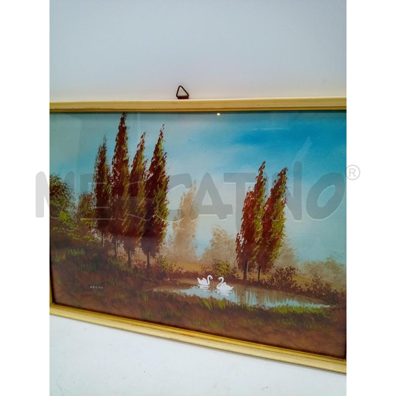QUADRO GOUACHE LAGO CIGNI  | Mercatino dell'Usato Roma porta maggiore 4
