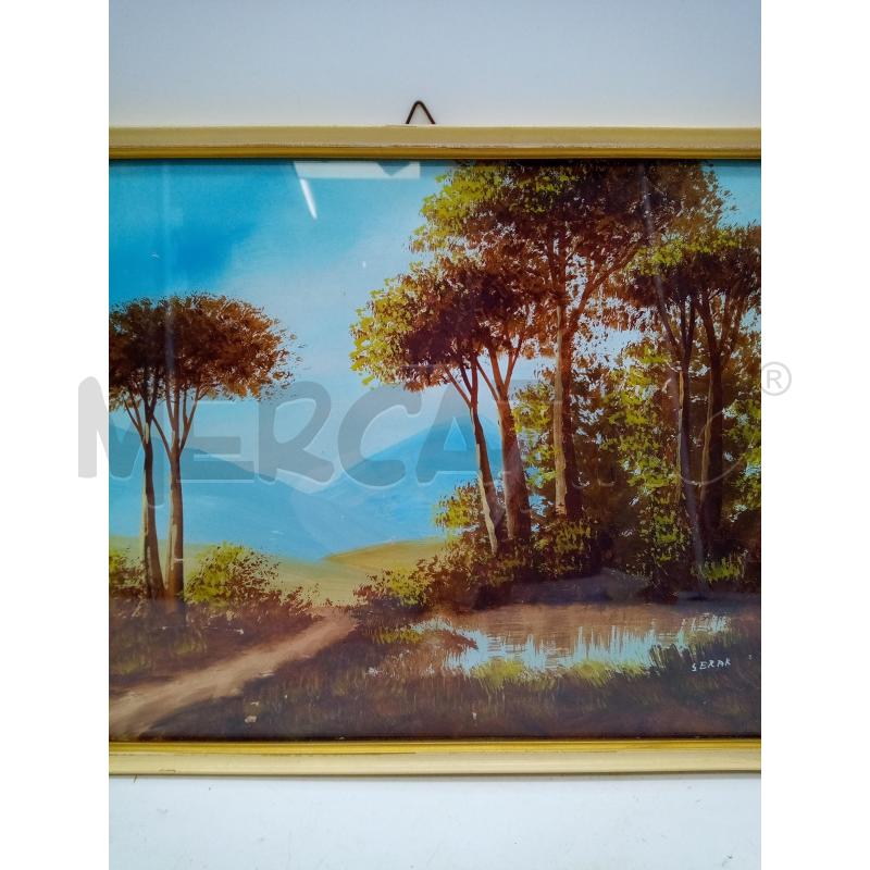 QUADRO GOUACHE PAESAGGGIO LACUSTRE  | Mercatino dell'Usato Roma porta maggiore 1