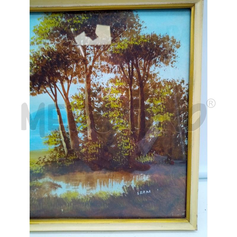 QUADRO GOUACHE PAESAGGGIO LACUSTRE  | Mercatino dell'Usato Roma porta maggiore 2