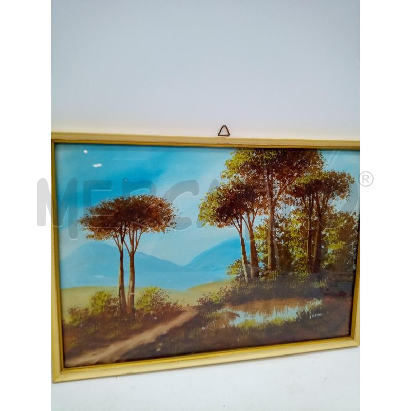 QUADRO GOUACHE PAESAGGGIO LACUSTRE  | Mercatino dell'Usato Roma porta maggiore 3
