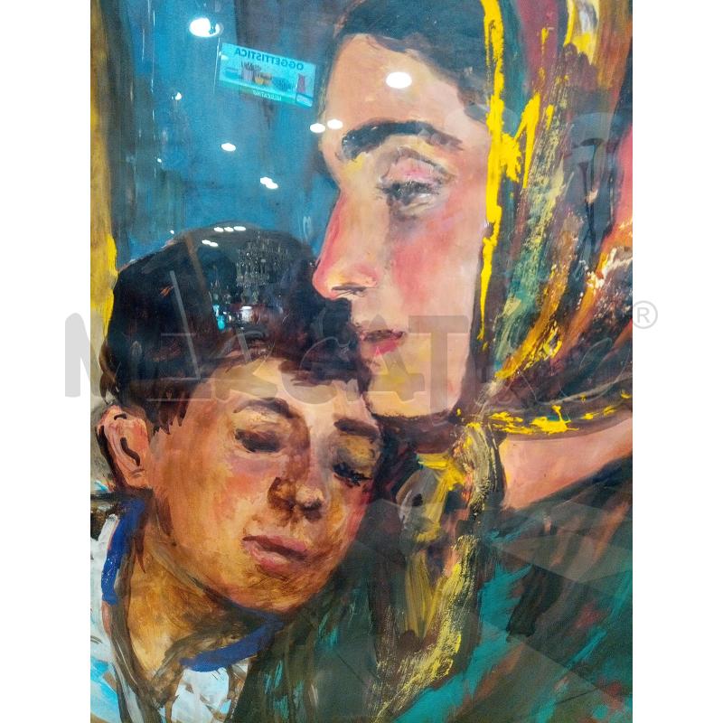 QUADRO GOUACHE SU CARTA MADRE CON BIMBO | Mercatino dell'Usato Roma porta maggiore 2