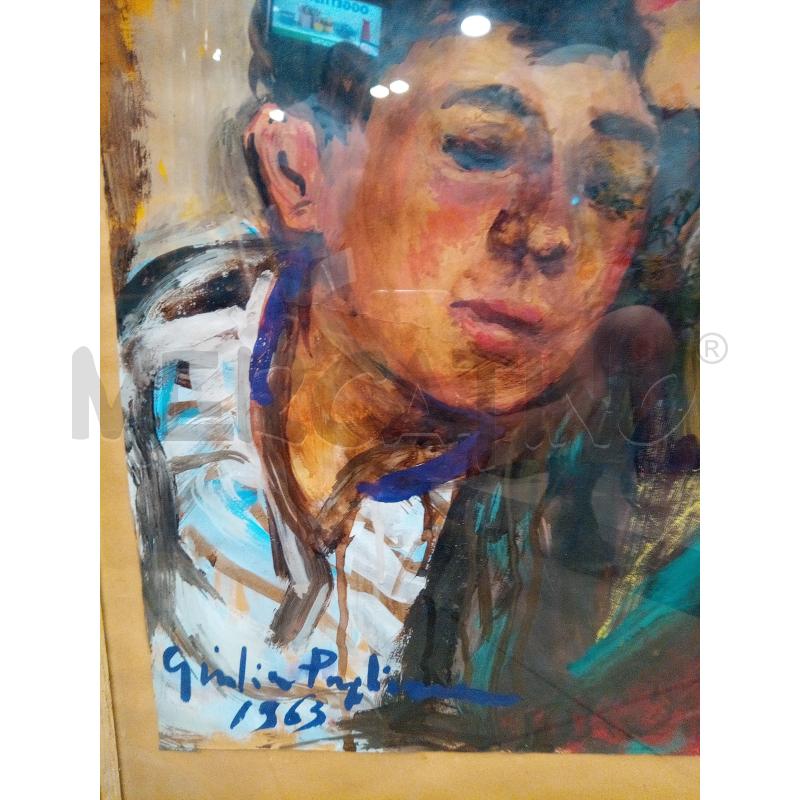 QUADRO GOUACHE SU CARTA MADRE CON BIMBO | Mercatino dell'Usato Roma porta maggiore 3