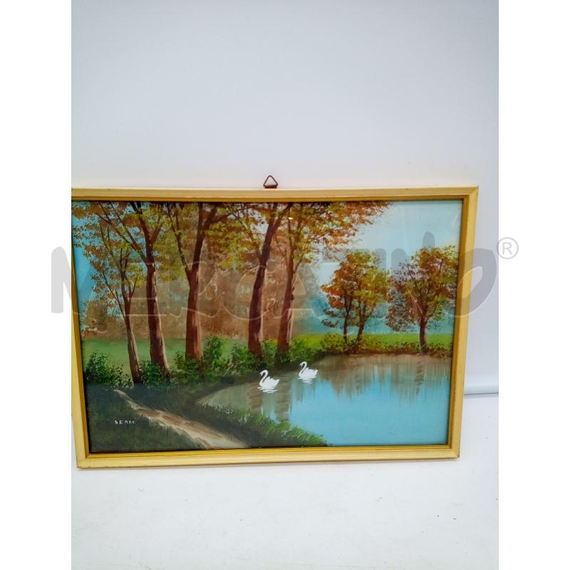 QUADRO GUACHE LAGHETTO CIGNI | Mercatino dell'Usato Roma porta maggiore 1