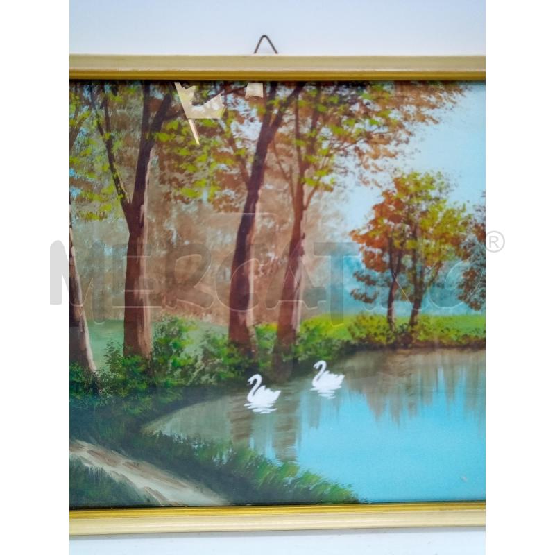 QUADRO GUACHE LAGHETTO CIGNI | Mercatino dell'Usato Roma porta maggiore 2