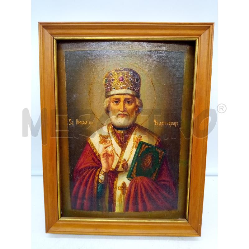QUADRO ICONA OLIO SU TELA SAN NICOLA | Mercatino dell'Usato Roma porta maggiore 1