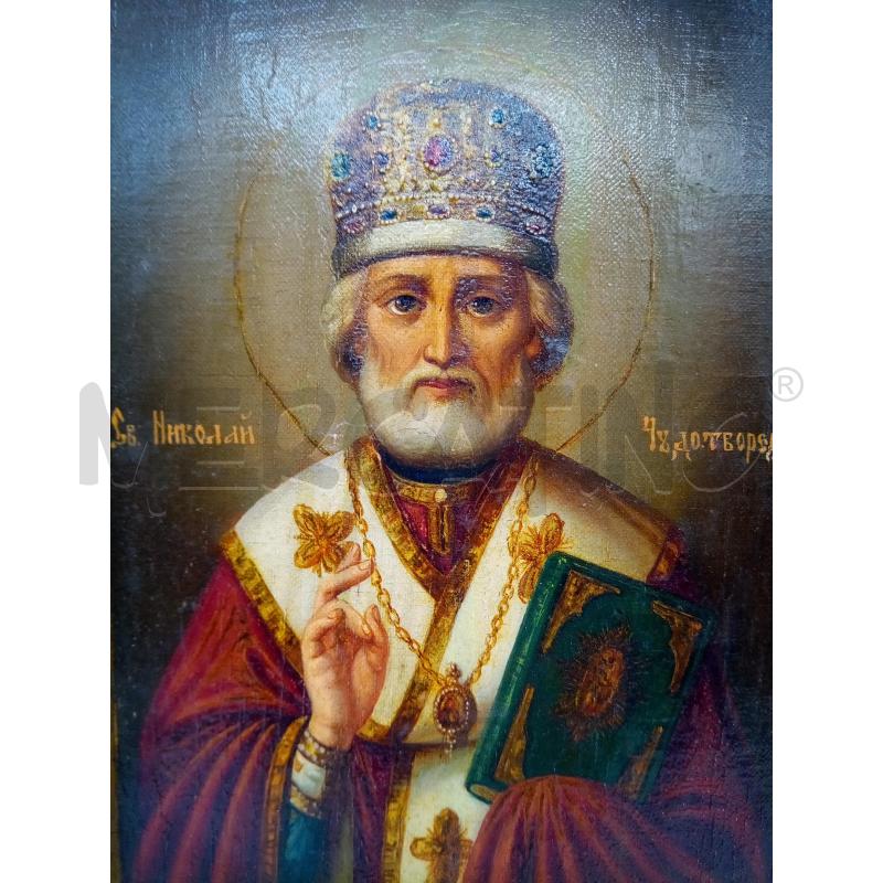 QUADRO ICONA OLIO SU TELA SAN NICOLA | Mercatino dell'Usato Roma porta maggiore 2