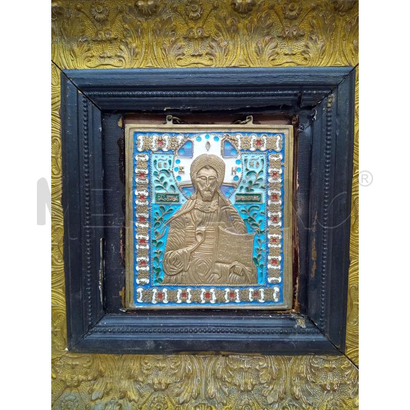 QUADRO ICONA OTTONE SMALTI AZZURRI | Mercatino dell'Usato Roma porta maggiore 2