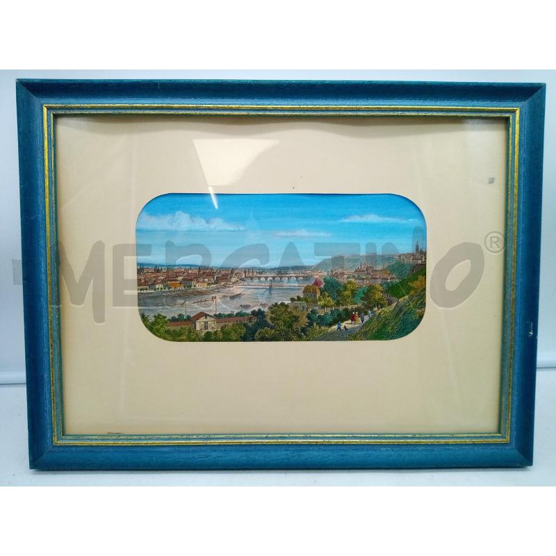QUADRO INCISIONE ACQUERELLATA PAESAGGIO FIUME    | Mercatino dell'Usato Roma porta maggiore 1