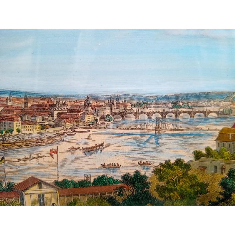 QUADRO INCISIONE ACQUERELLATA PAESAGGIO FIUME    | Mercatino dell'Usato Roma porta maggiore 3