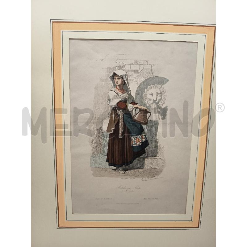 QUADRO INCISIONE CONTADINA NAPOLETANA   | Mercatino dell'Usato Roma porta maggiore 2