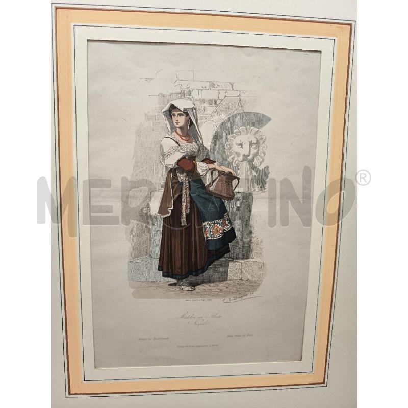 QUADRO INCISIONE CONTADINA NAPOLETANA   | Mercatino dell'Usato Roma porta maggiore 5