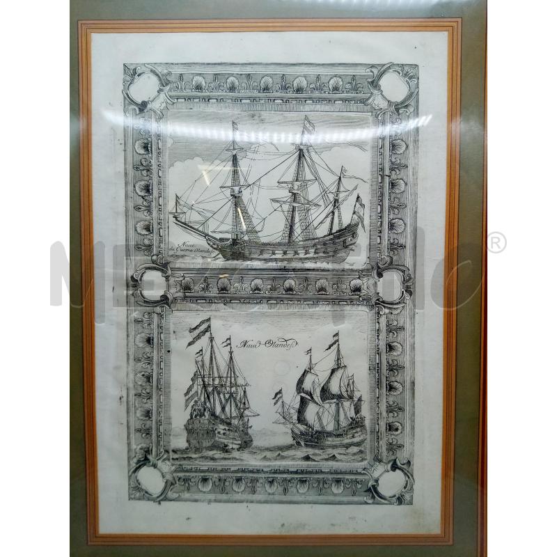 QUADRO INCISIONE NAVE DA GUERRA OLANDESE EPOCA  | Mercatino dell'Usato Roma porta maggiore 2