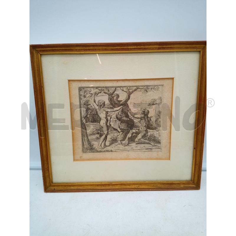 QUADRO INCISIONE PECCATO ORIGINALE EPOCA  | Mercatino dell'Usato Roma porta maggiore 1