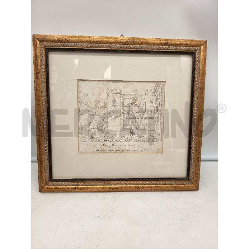 QUADRO INCISIONE PORTA FLAMINIA ORA DEL POPOLO   | Mercatino dell'Usato Roma porta maggiore 1
