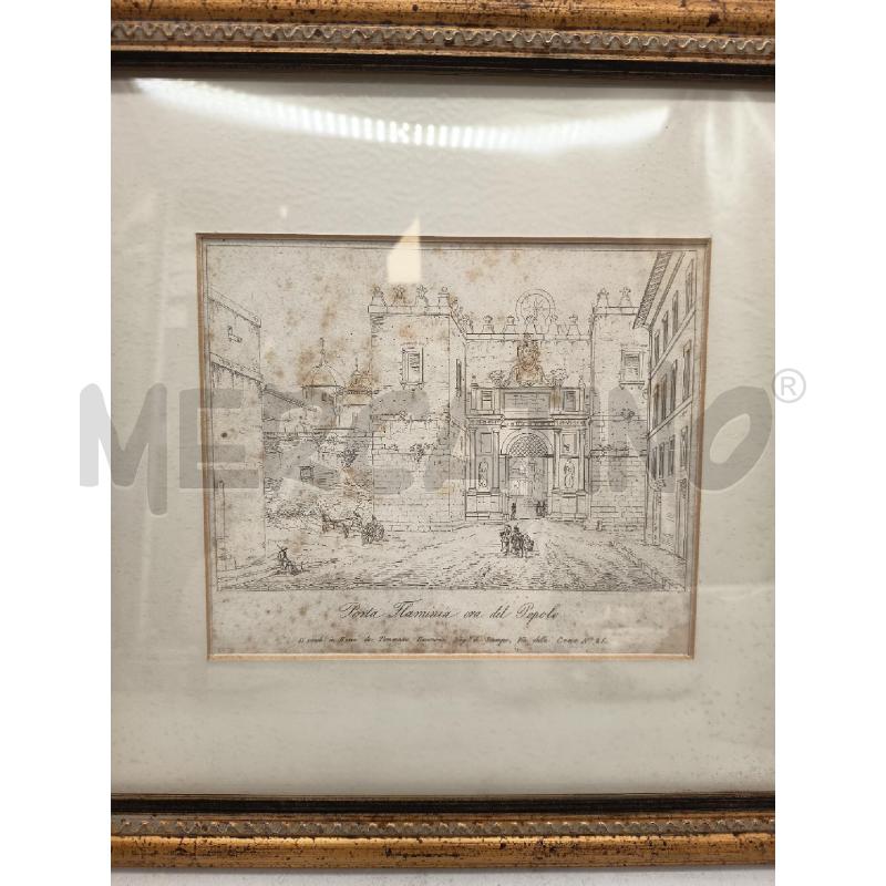 QUADRO INCISIONE PORTA FLAMINIA ORA DEL POPOLO   | Mercatino dell'Usato Roma porta maggiore 2