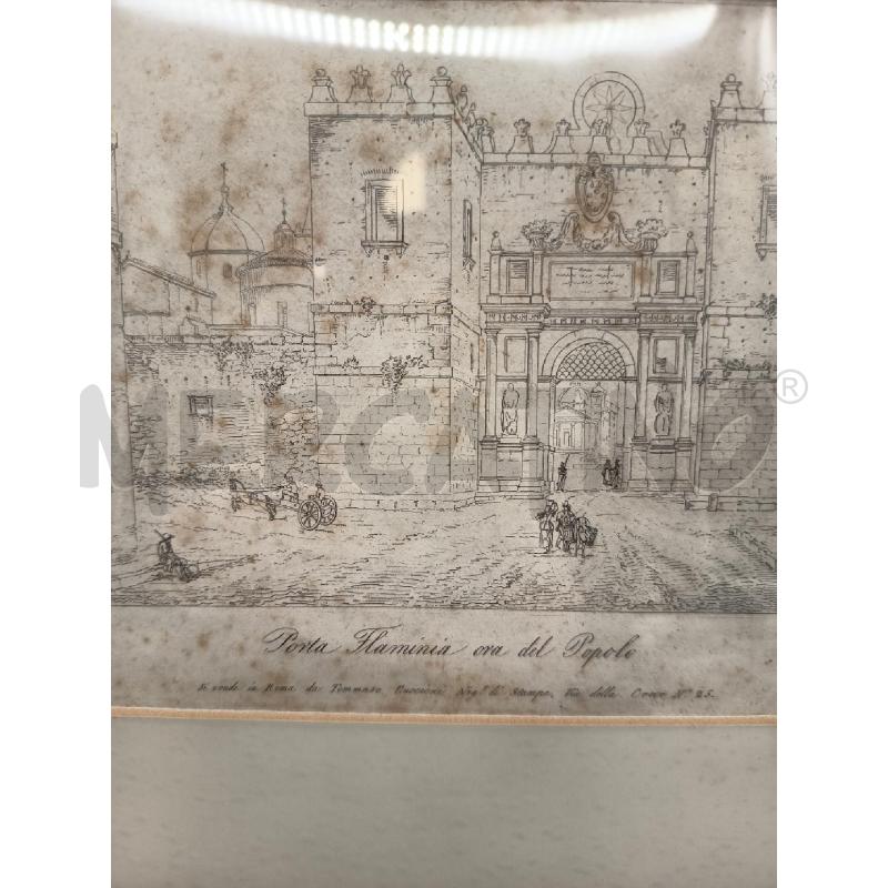 QUADRO INCISIONE PORTA FLAMINIA ORA DEL POPOLO   | Mercatino dell'Usato Roma porta maggiore 4