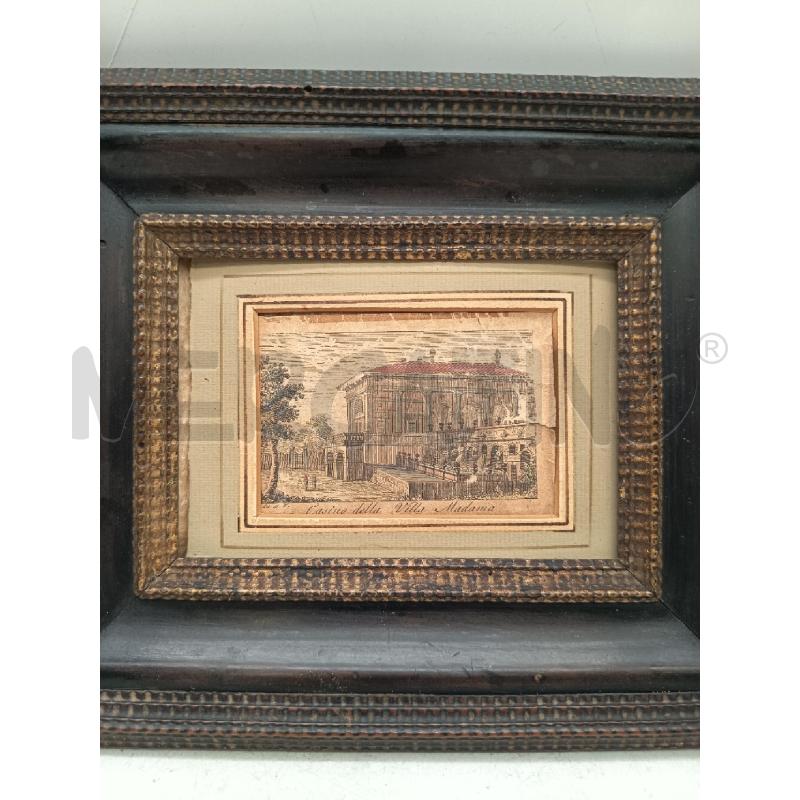 QUADRO INCISIONE VILLA MADAMA CORNCIE LEGNO EBANIZZATO  | Mercatino dell'Usato Roma porta maggiore 1