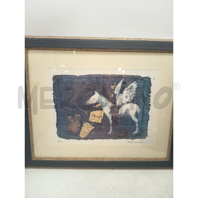 QUADRO LITO ANGELO A CAVALLO FONDO BLU  | Mercatino dell'Usato Roma porta maggiore 1
