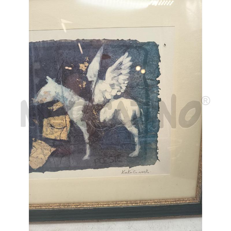 QUADRO LITO ANGELO A CAVALLO FONDO BLU  | Mercatino dell'Usato Roma porta maggiore 2