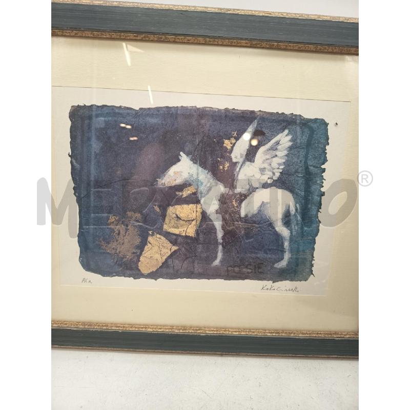 QUADRO LITO ANGELO A CAVALLO FONDO BLU  | Mercatino dell'Usato Roma porta maggiore 3