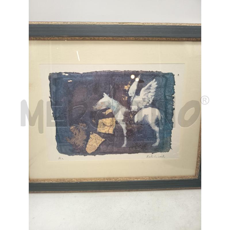 QUADRO LITO ANGELO A CAVALLO FONDO BLU  | Mercatino dell'Usato Roma porta maggiore 4