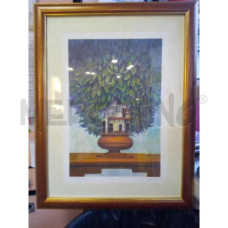 QUADRO LITO PA RITOCCATA A MANO CITTADINA IN VASO  | Mercatino dell'Usato Roma porta maggiore 1