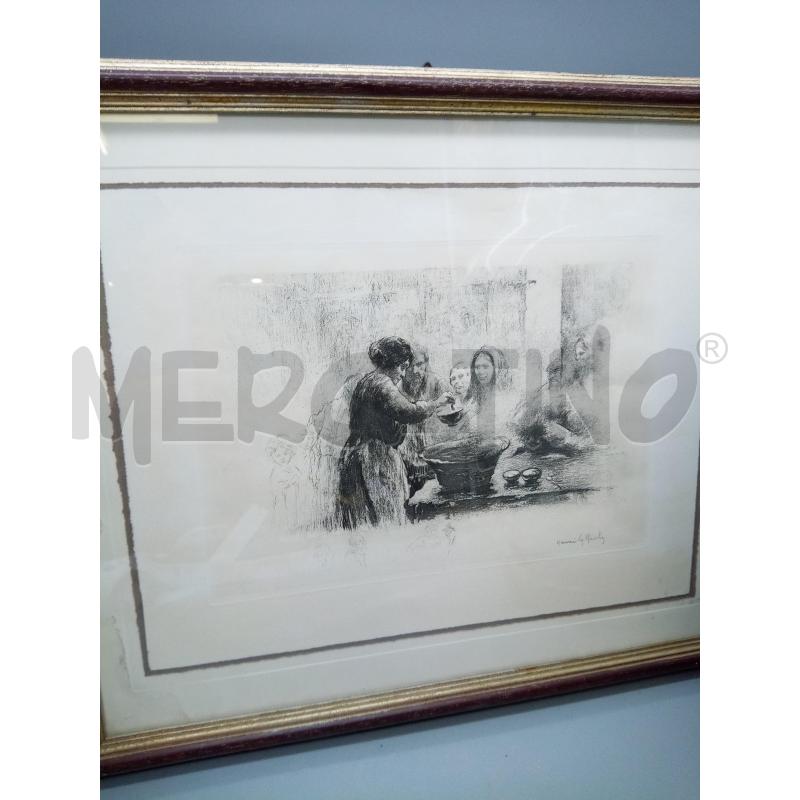 QUADRO LITO SCENA DI MERCATO  | Mercatino dell'Usato Roma porta maggiore 1