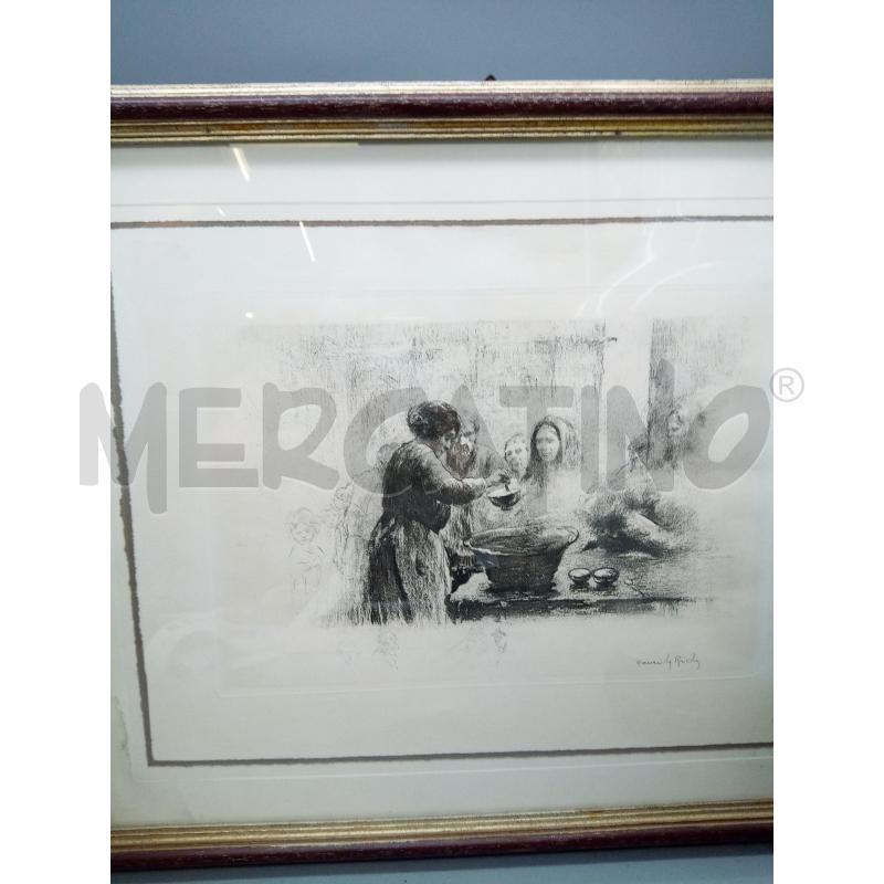 QUADRO LITO SCENA DI MERCATO  | Mercatino dell'Usato Roma porta maggiore 3