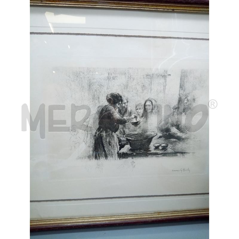 QUADRO LITO SCENA DI MERCATO  | Mercatino dell'Usato Roma porta maggiore 4