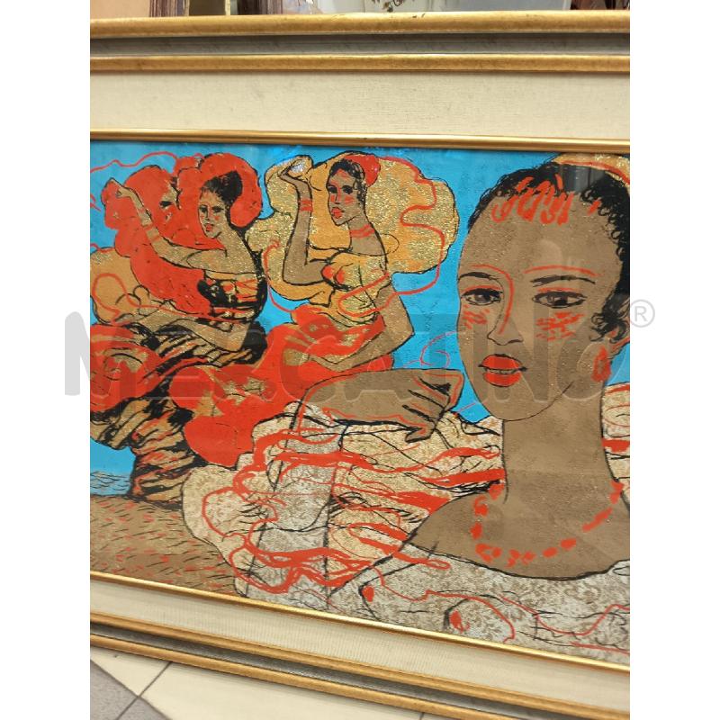 QUADRO LITO SU SETA ODALISCHE + CERTIFICATO IN OGG | Mercatino dell'Usato Roma porta maggiore 1